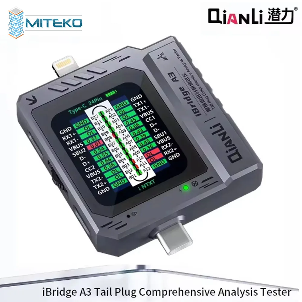Qianli IBridge A3 Tail Plug Tester Comprehensive Analysis Type-C Lightning Interface Auto-scan Phone Android Diagnostic Tool