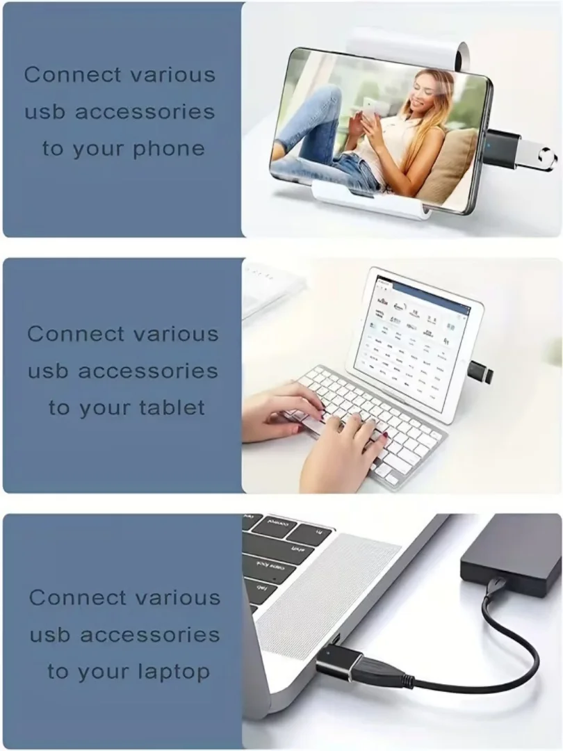 (2Packs Black+Silvery) USB C to USB Adapter, USB C Male to USB 3.0 Female Adapter OTG Converter Compatible with MacBook Pro 2019
