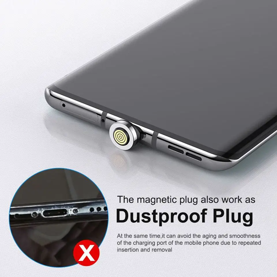 7Pin 3A USB-A Type C Magnetic Plug Tips Fast Charging Cable Adapter For Samsung Magnet Charger 360° Degree Rotation Connector