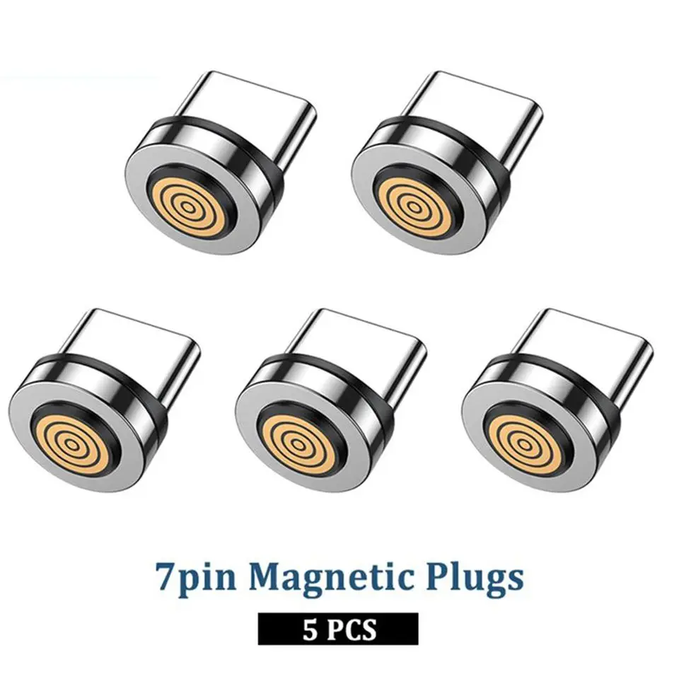 7Pin 3A USB-A Type C Magnetic Plug Tips Fast Charging Cable Adapter For Samsung Magnet Charger 360° Degree Rotation Connector