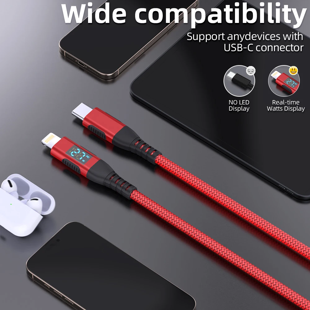 LAIHONEN USB C to Lightning 10 feet about 3 meters stepsynchronizer equipped with LED display MFi Certified for iPhone14 Pro Max