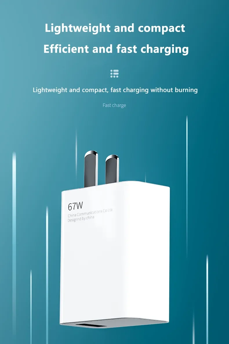 For Xiaomi 67W USB Super Fast Charger Power Adapter Mi 12 11 6A Type C Cable POCO X5 X4 Pro Note 9 10 11 Charging