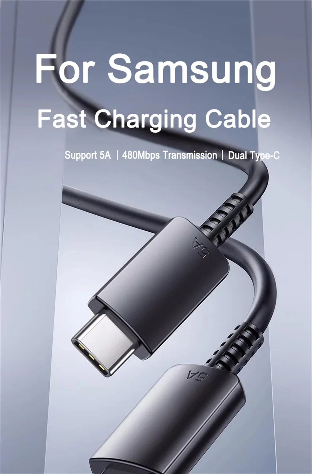 NNBILI 1-2PCS PD3.0 45W Quick Cable For Samsung Galaxy S24 S23 S22 S21 Ultra A53 A54 Super Fast Charging USB Type C Data Cable