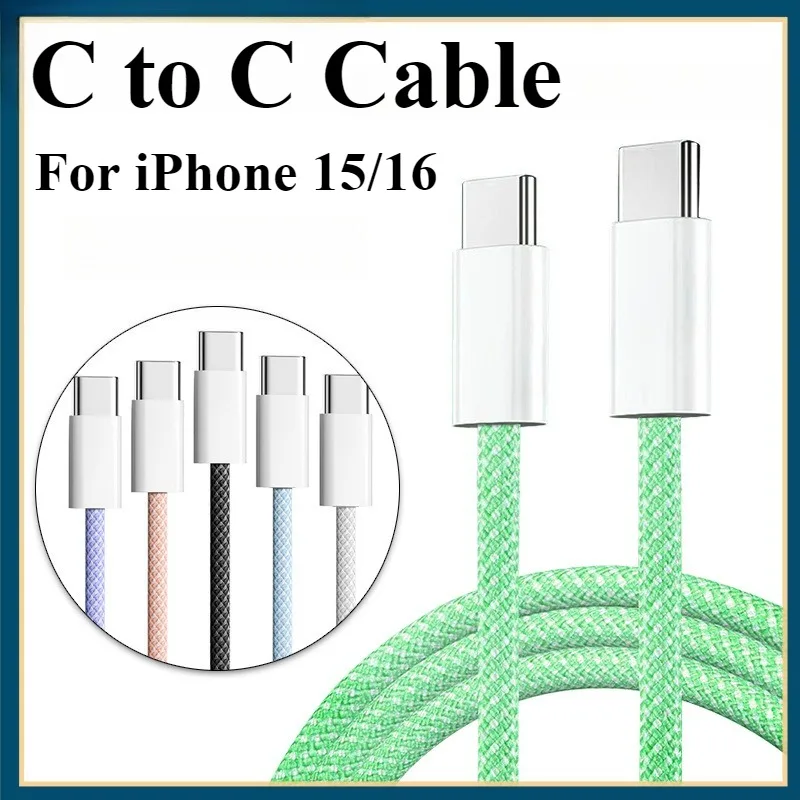 60W PD USB-C To USB C Fast Charger Cable for Apple IPhone 16 Pro Max 15 Plus Type-C Charging for Samsung Xiaomi IPad MacBook