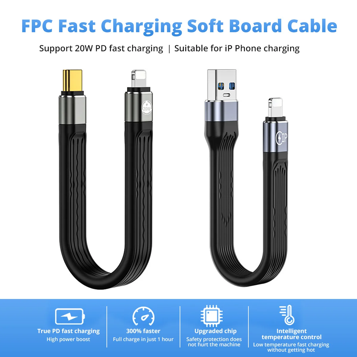 PD 20W USB C Cable for iPhone 14 Pro Max Soft FPC 3A Fast Charging USB C Cabel for iPhone 13 Mini Pro Max Data USB Type C Cable