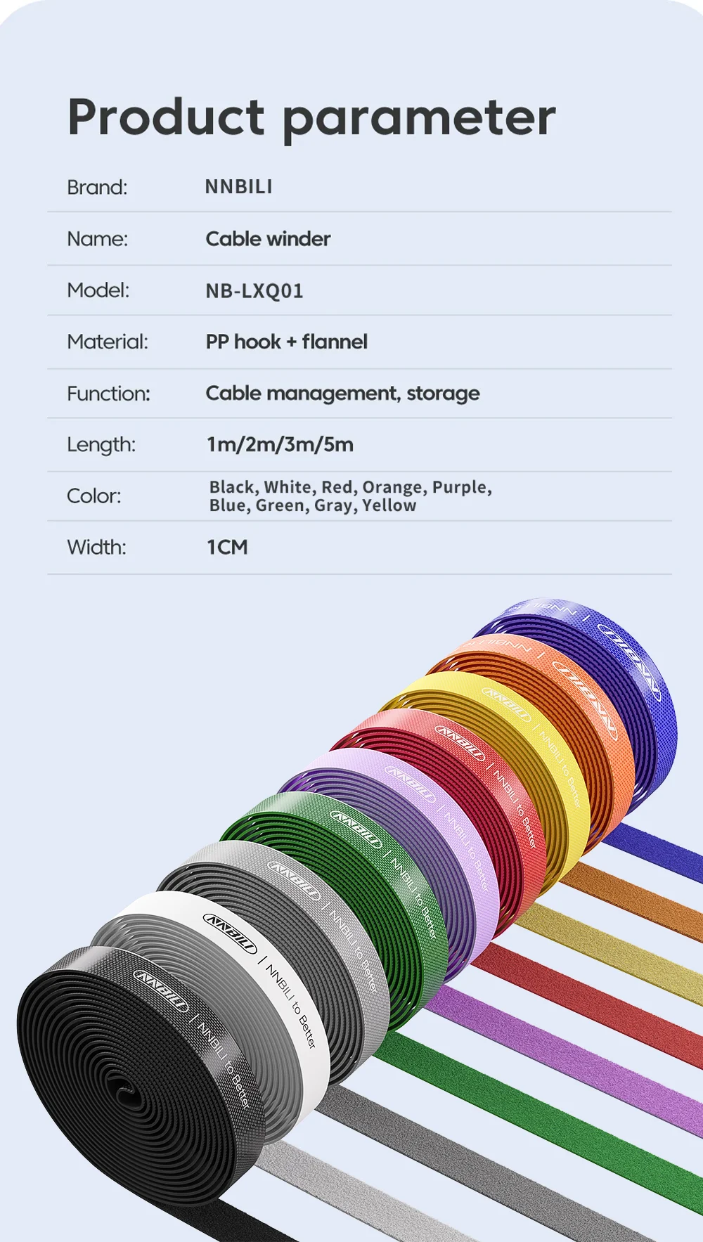 NNBILI Data Cable Management Strap Reusable Detachable Can Be Cut Freely Multifunctional Strap Fixed Storage Accessories
