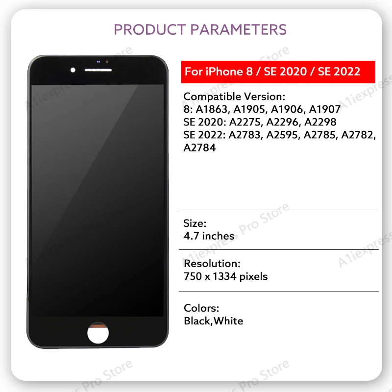 LCD Screen For iPhone SE 2 2020 SE 3 2022 LCD Display Touch Screen Digitizer Assembly For iPhone 8 SE2 SE3 LCD Replacement Part