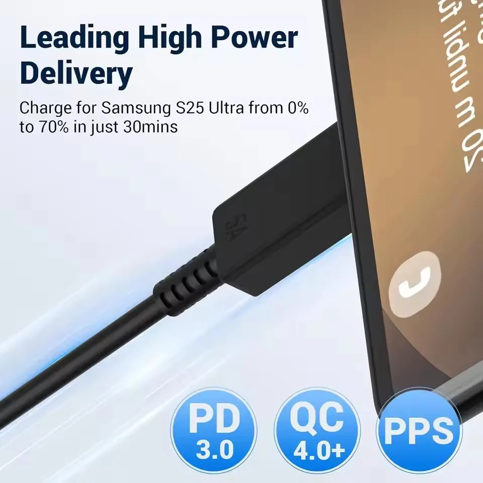 45W USB-C EU Super Fast Charger For Samsung S21 S22 FE S23 S24 Plus S25 S26 Ultra A36 A55 A56 Dual Type C Quick Charging Cable