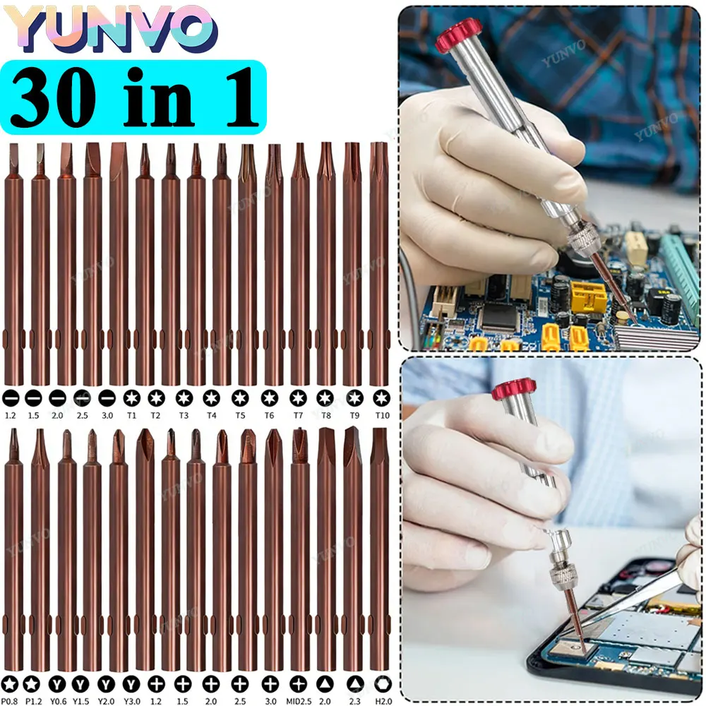 30 in 1 Magnetic Precision Screwdriver Set, S2 Steel Bits, Phone Watch Glasses Repair Tool Kit for iPhone Android