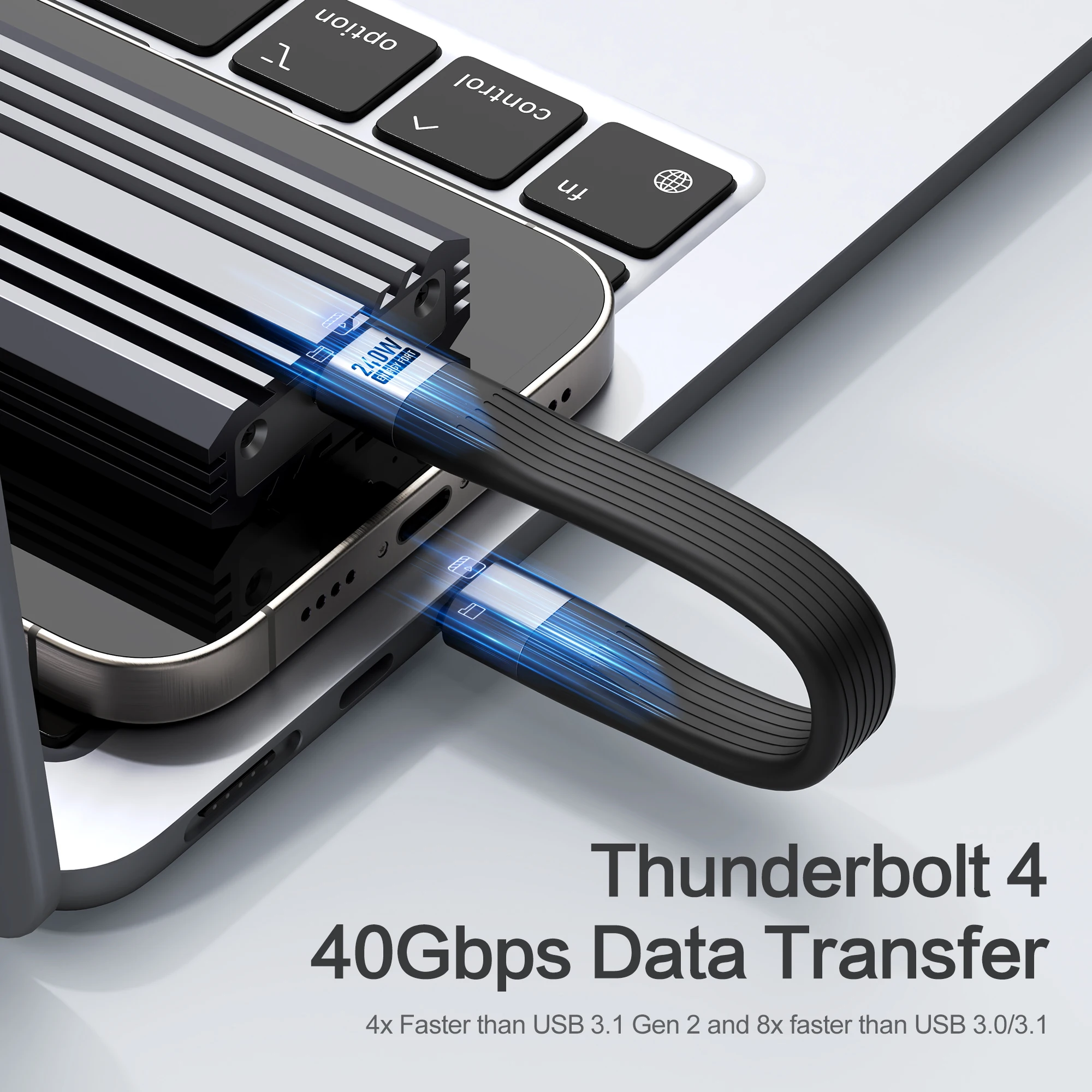 USB 4 Cable Portable Keychain 240W USB C Charging Cable 40Gbps Data Transfer Thunderbolt 4/3 8K@60Hz Video Display for IPhone17