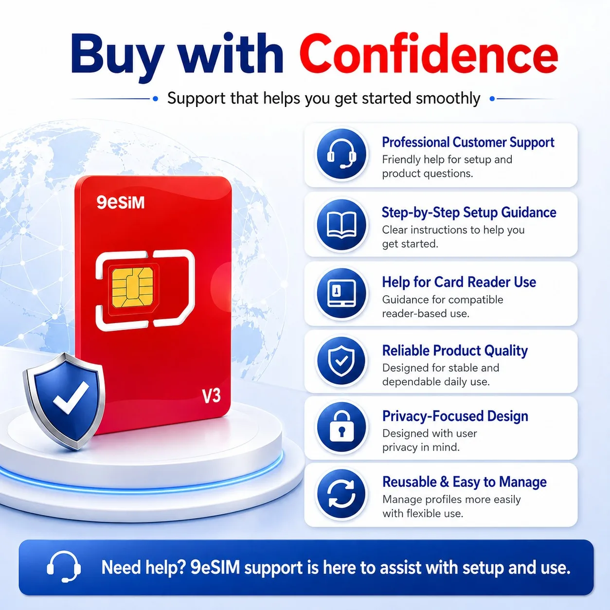 9esim V3 Physical ESIM Write Card for Unlocked Mobile Phones Unlimited Profile Download STK Menu Compatible Mobile Accessory