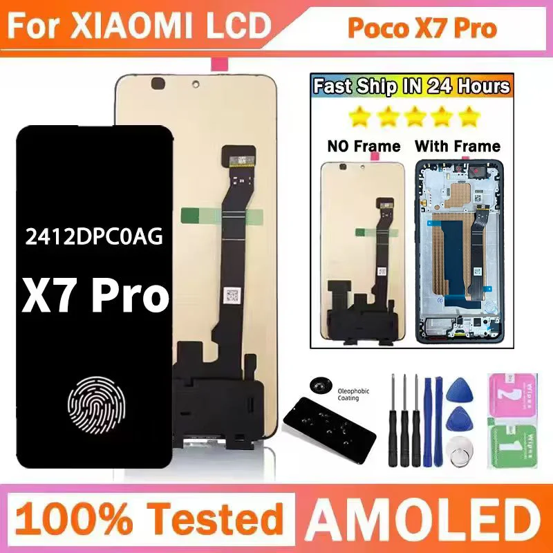 6.67" AMOLED For Xiaomi Poco X7 Pro Lcd Display Touch Screen Digitizer Assembly Replacement For PocoX7 Pro 2412DPC0AG Display