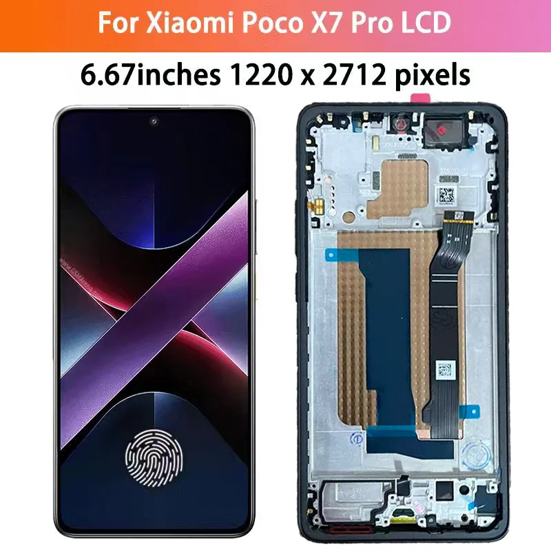 6.67" AMOLED For Xiaomi Poco X7 Pro Lcd Display Touch Screen Digitizer Assembly Replacement For PocoX7 Pro 2412DPC0AG Display
