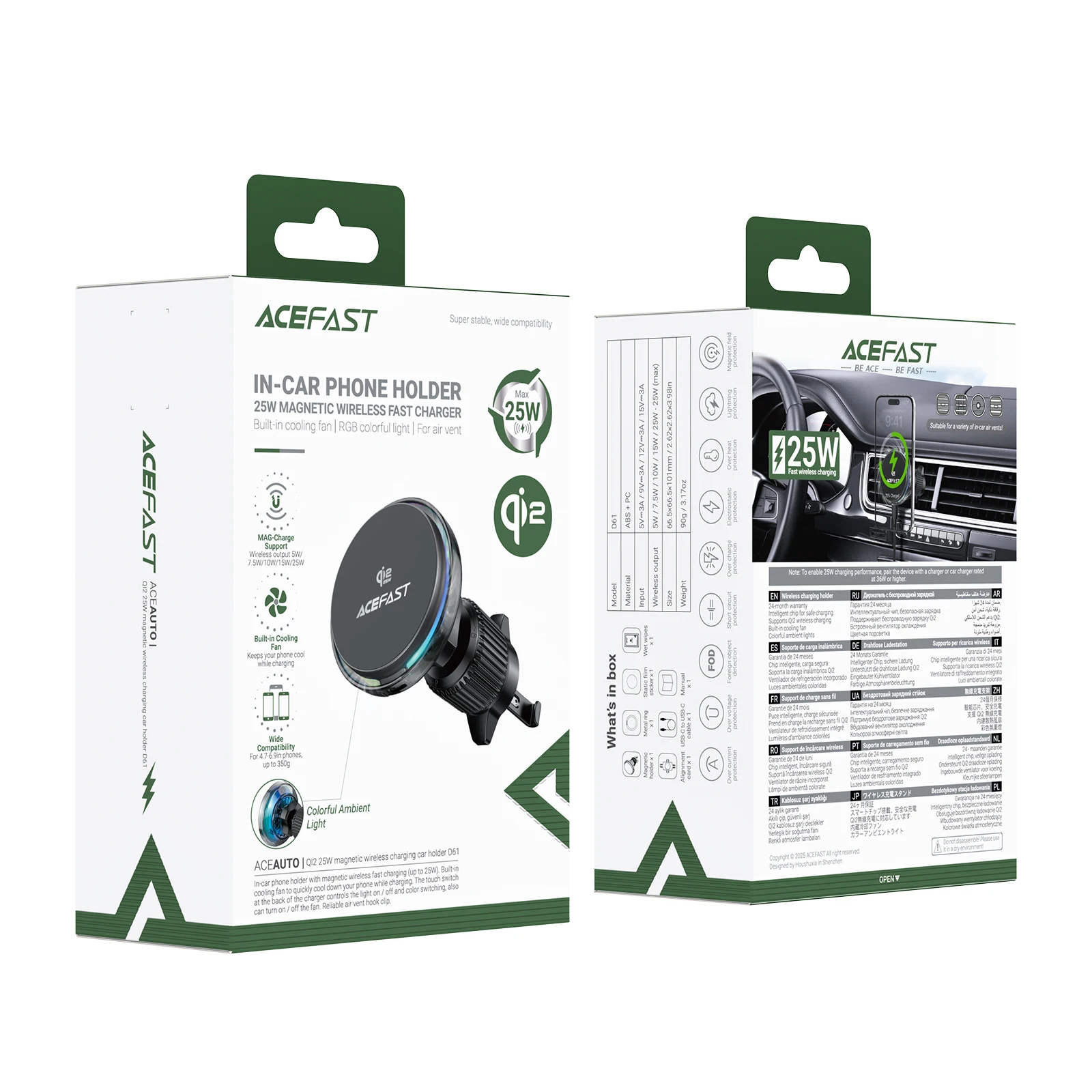 ACEFAST Qi2 25W Magnetic Wireless Fast Charging Car Holder For iPhone 17 16 Pro Max Wireless Charger Air Vent Clip For Samsung