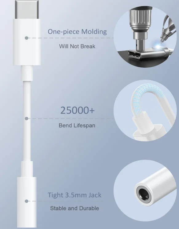 1PCS USB-C to 3.5mm Audio Headphone Adapter - HiFi Compatible with Apple iPhone 17 16 15 SamsungType C to Cord Jack Dongle