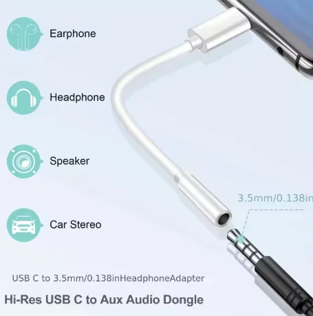 1PCS USB-C to 3.5mm Audio Headphone Adapter - HiFi Compatible with Apple iPhone 17 16 15 SamsungType C to Cord Jack Dongle