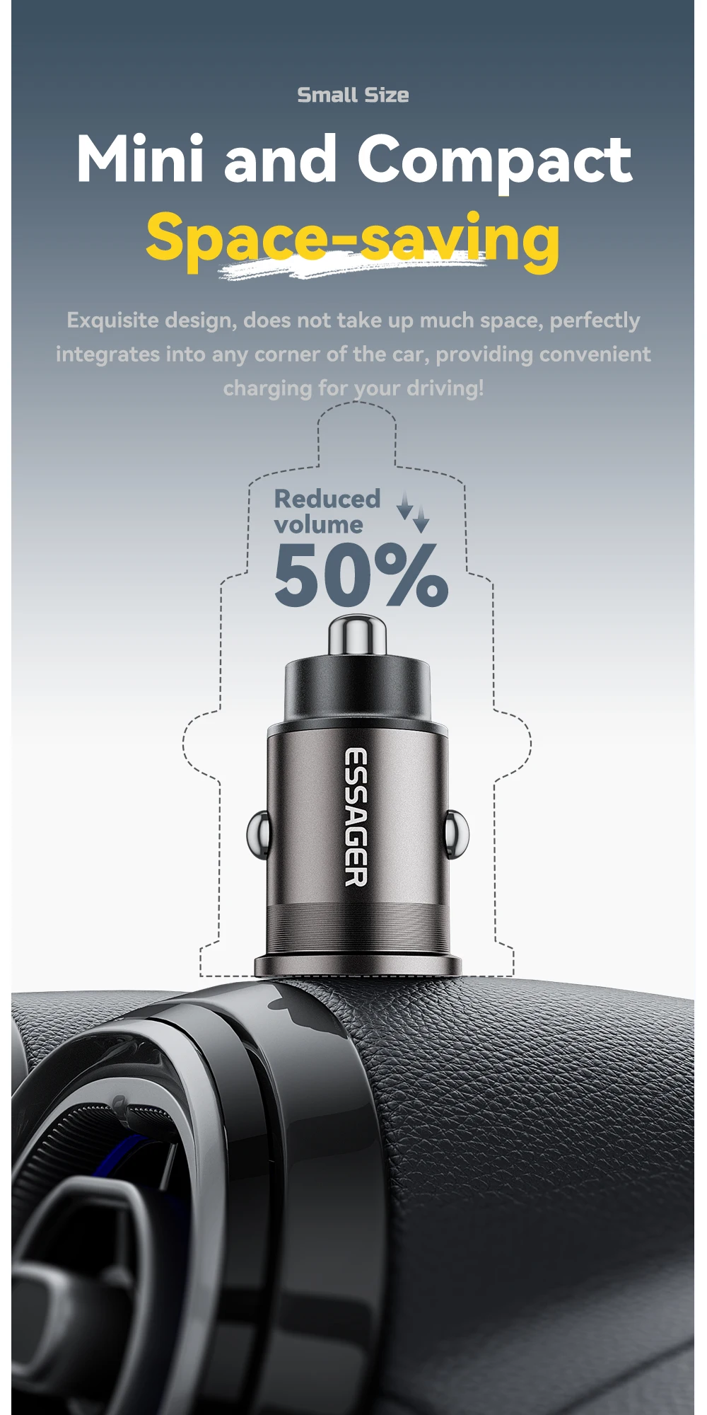 Essager 45W Car Charger QC 3.0 For Huawei Xiaomi Quick Charge SCP Samsung AFC Quick Charge PD 3.0 Type C Portable Phone Charge