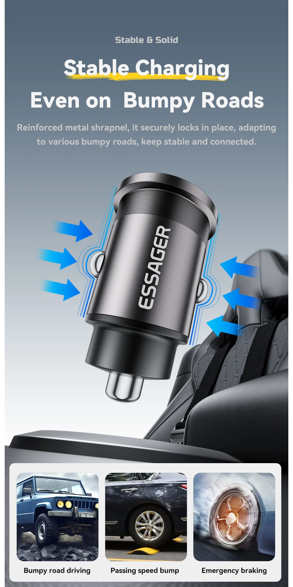 Essager 45W Car Charger QC 3.0 For Huawei Xiaomi Quick Charge SCP Samsung AFC Quick Charge PD 3.0 Type C Portable Phone Charge
