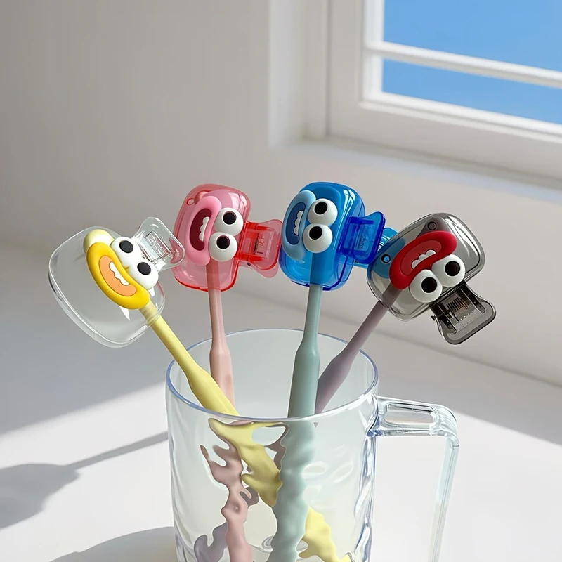 4pcs Sausage Lips Portable Toothbrush Cover Holder Health Germproof Toothbrushes Protector Travel Hiking Camping Brush Cap Case