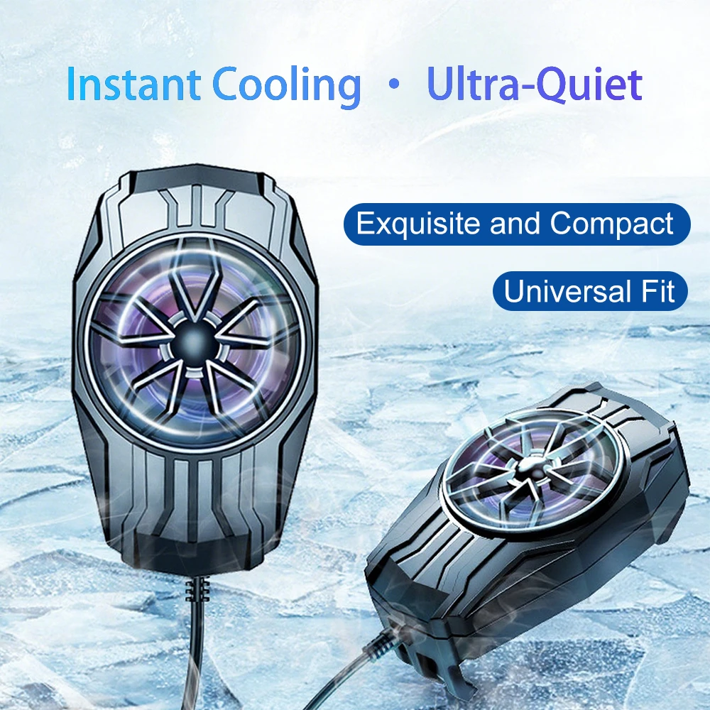 Portable Rechargeable Phone Gaming Cooler, Fast Cooling Fan Mobile Radiator Clip for Live Streaming Samsung Smartphones