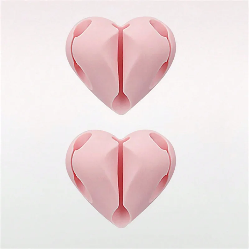 2pcs Heart-Shaped Mini Cable Winder Organizer USB Charging Cable Clips Desk Tidy Organiser Holder Protectors in Home Office Car