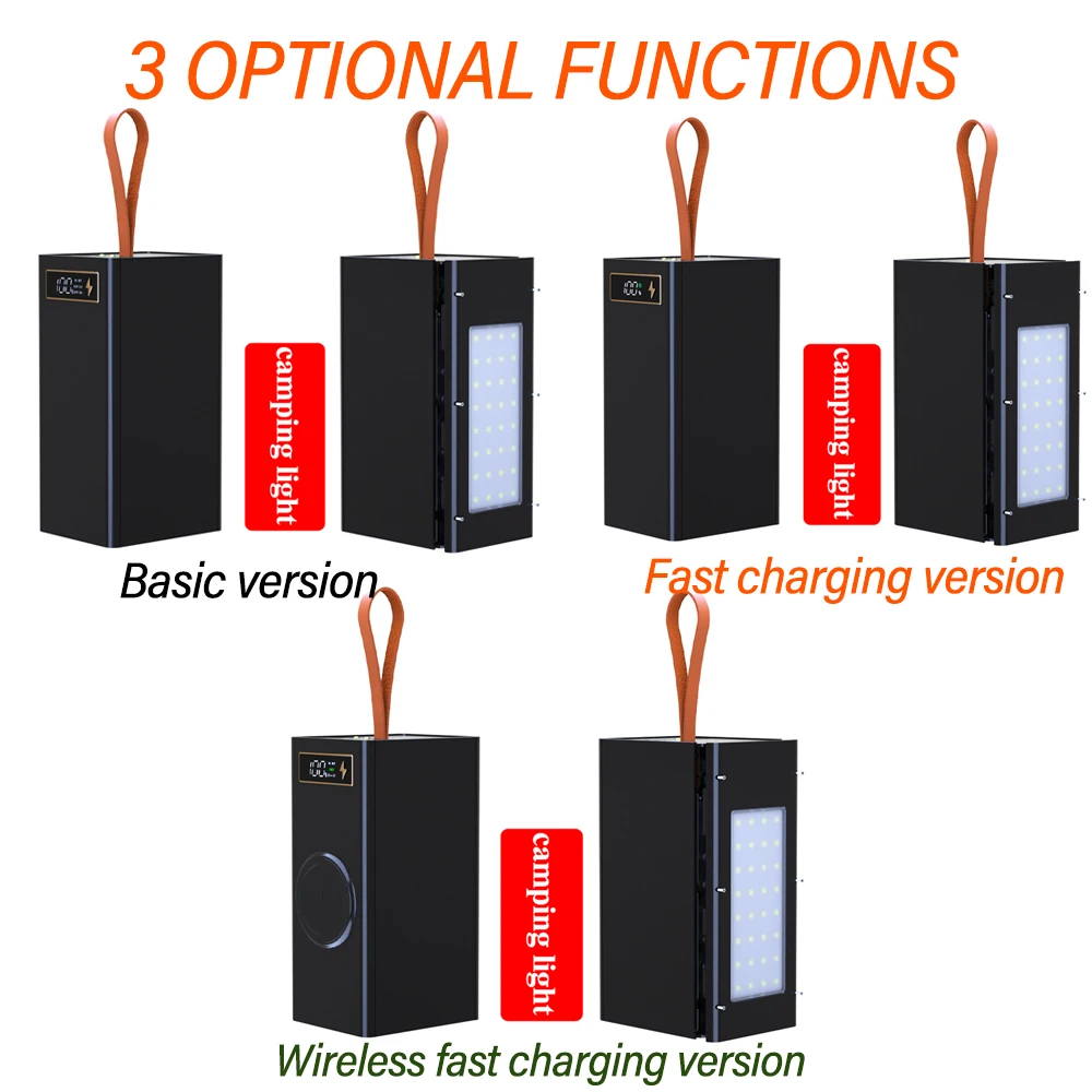 40 Cells 18650 DIY Power Bank Case Kit Detachable No Soldering Wireless Charge Camping Light Mobile Power Shell Without Battery