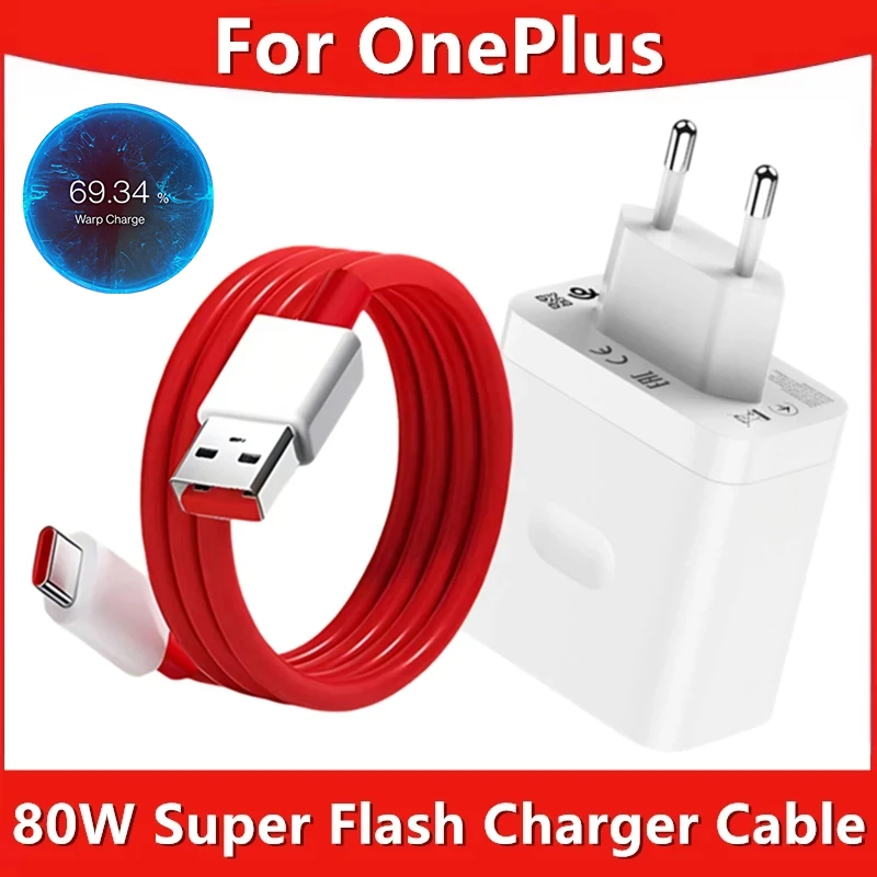 For OnePlus 80W SuperVOOC EU Fast Charger For OnePlus 10 Pro 11 12 13 15 Nord CE 2 3 OPPO realme 10 GT NEO 2 3 Type C USB Cable
