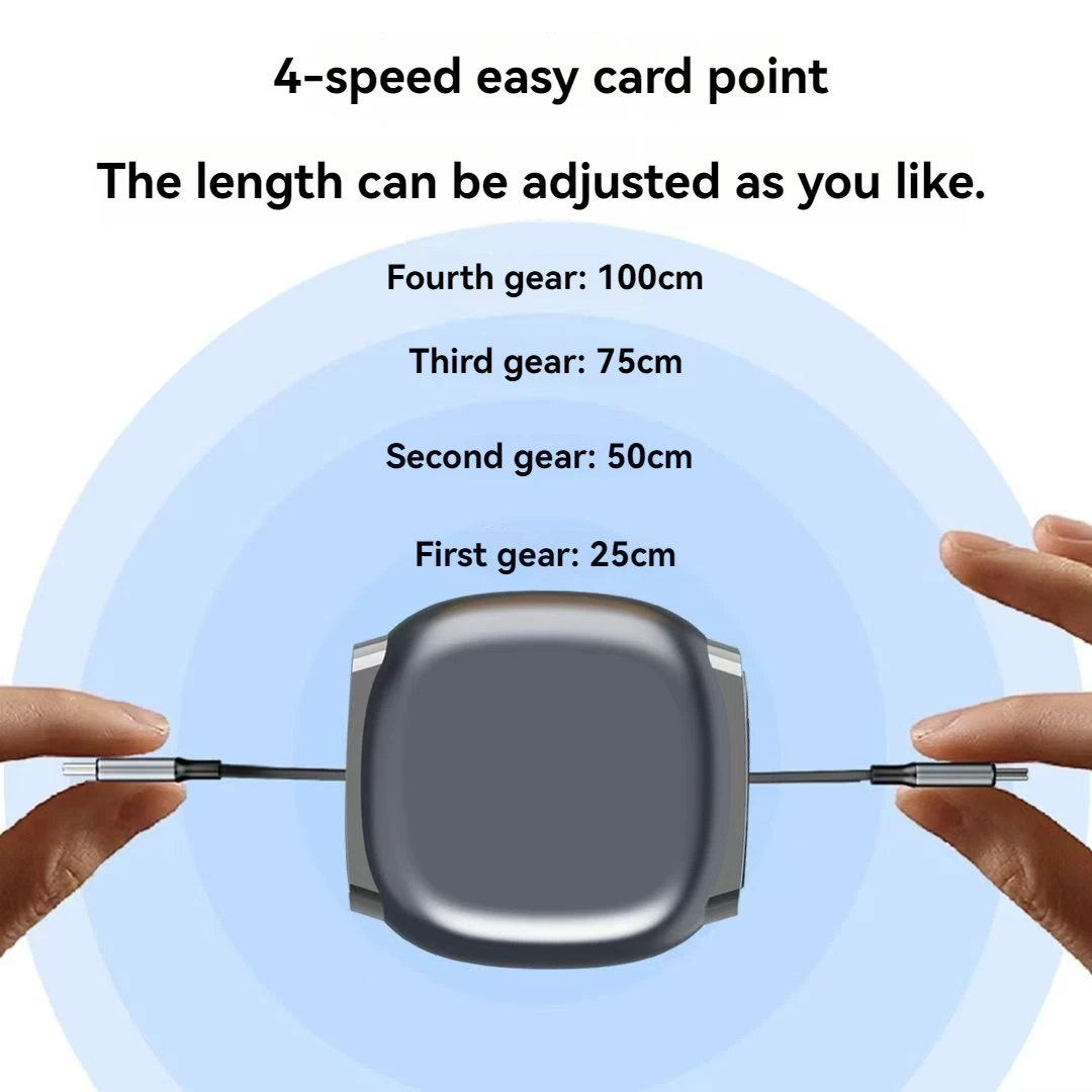 100W 6A Super Fast Charge Type-C Retractable Cable 1M USB Charger Cable Quick Charge Compatible with USB-C Devices