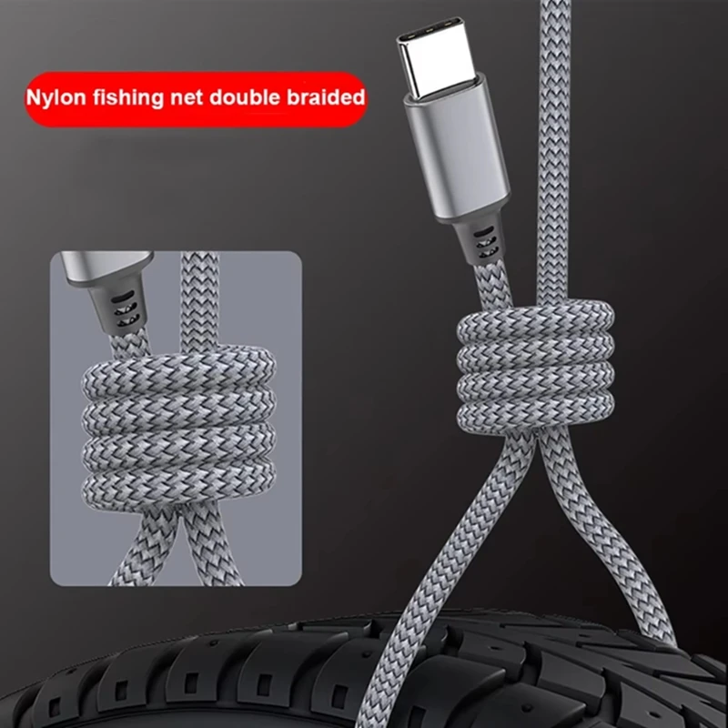Lenovo 65W Type C To Type C Fast Charge Cable 1M 2M 3M 5M 8M Universal Extended Nylon Braided PD Data Cord for Xiaomi Samsung