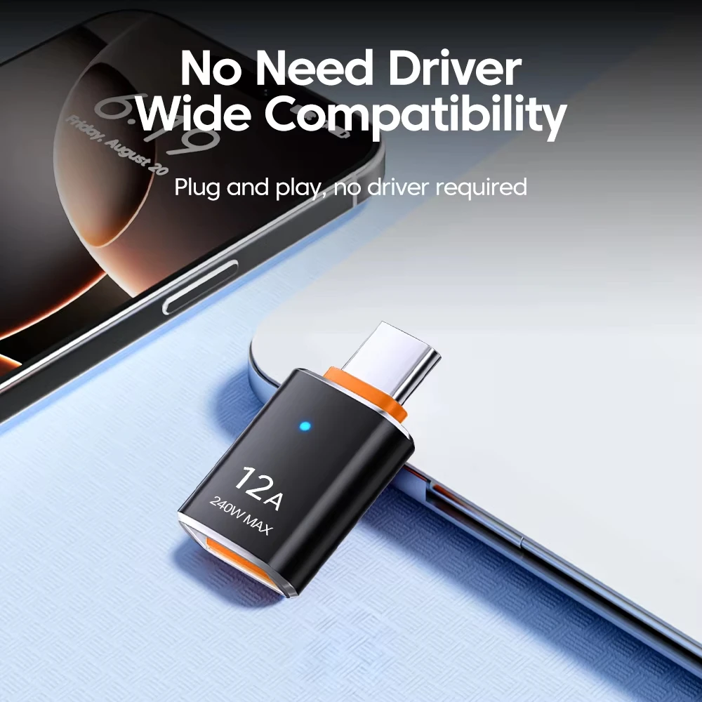 OTG USB 3.0 To Type C Adapter LED USB Female To Type C Male Fast Charging Adapter Connector For Huawei Xiaomi Samsung PC