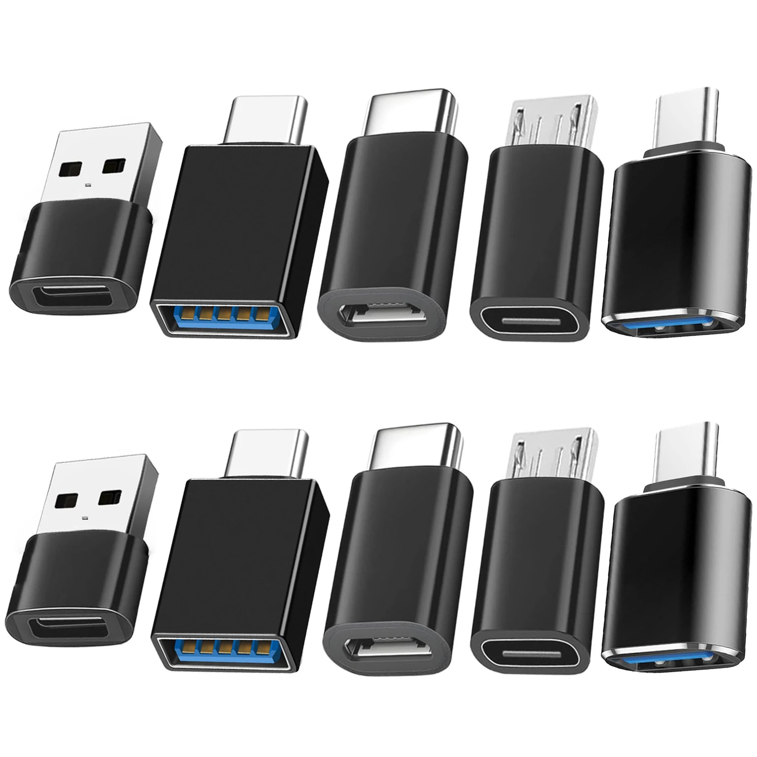 10 Pack USB C Female Adapter Set, USB A to USB C & Micro USB to Type C Converter Compatible with Car Charger, Laptop