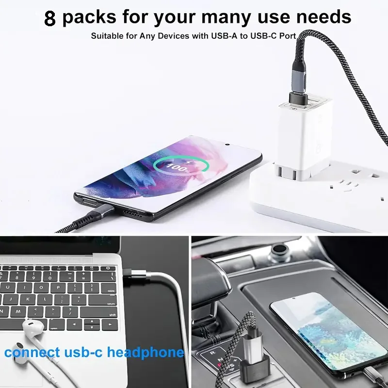 10 Pack USB C Female Adapter Set, USB A to USB C & Micro USB to Type C Converter Compatible with Car Charger, Laptop