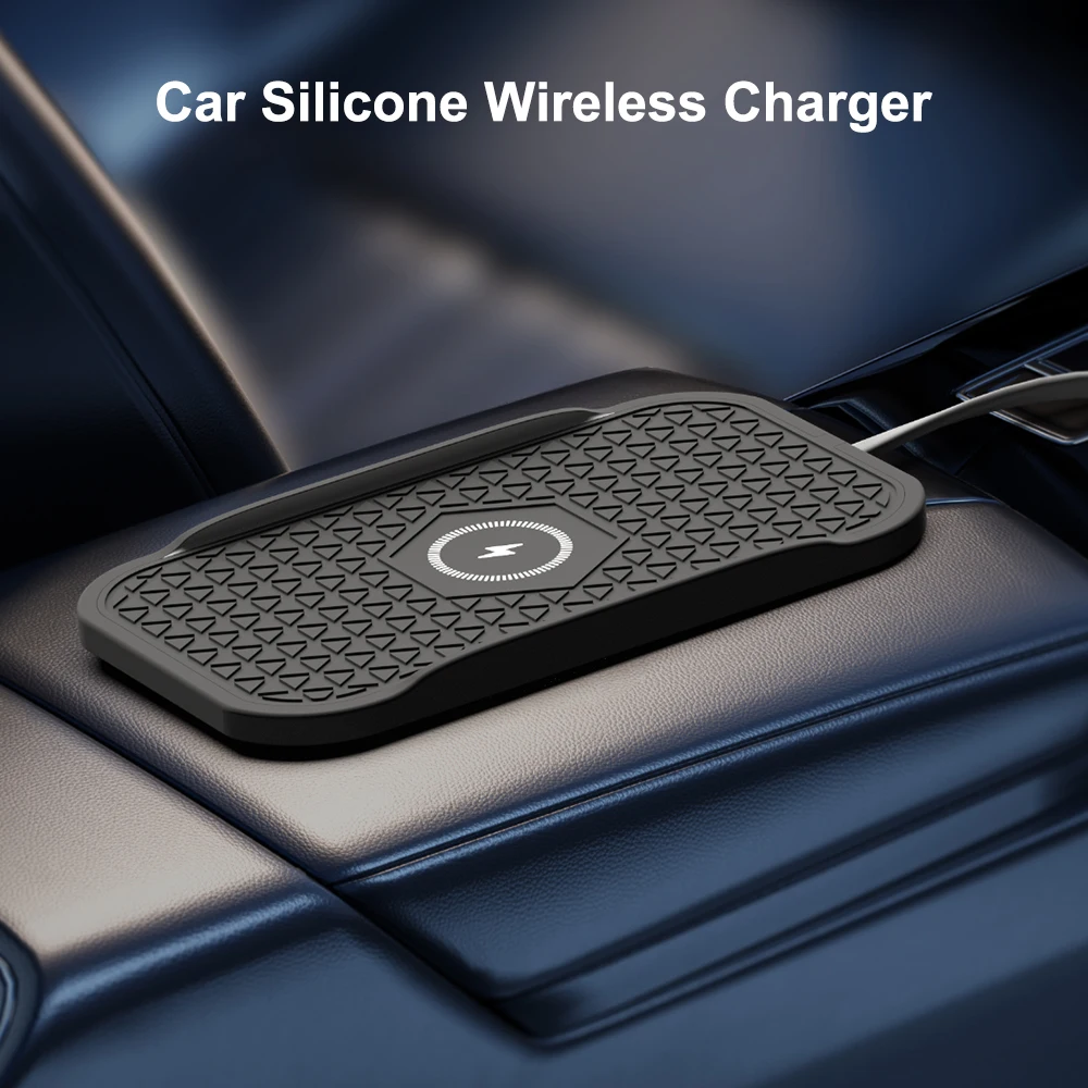 Bonola Silicone Car Wireless Charger Non-Slip Pad for iPhone 18Pro/17/16/15/14/13 Induction Fast Wireless Charging for Samsung