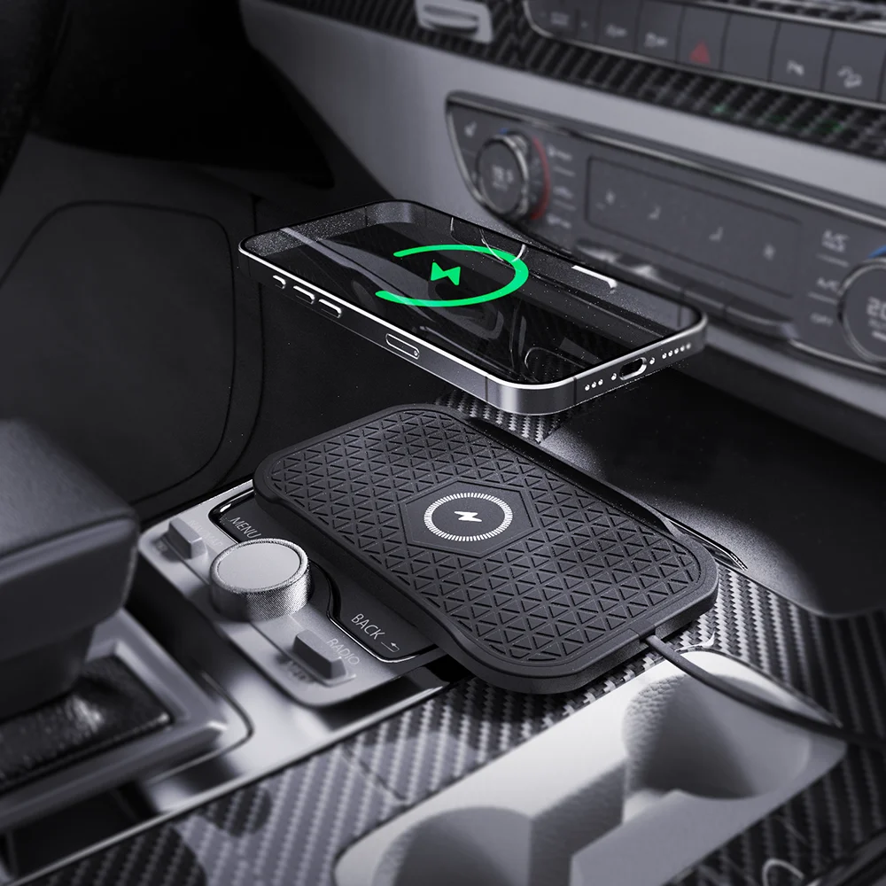 Bonola Silicone Car Wireless Charger Non-Slip Pad for iPhone 18Pro/17/16/15/14/13 Induction Fast Wireless Charging for Samsung