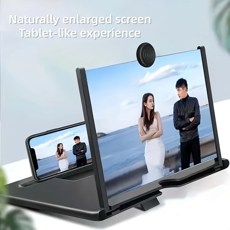 3D HD Phone Screen Amplifier Projector, Foldable Stand for Movies Videos Games, Compatible with All 10 Inch Smartphones