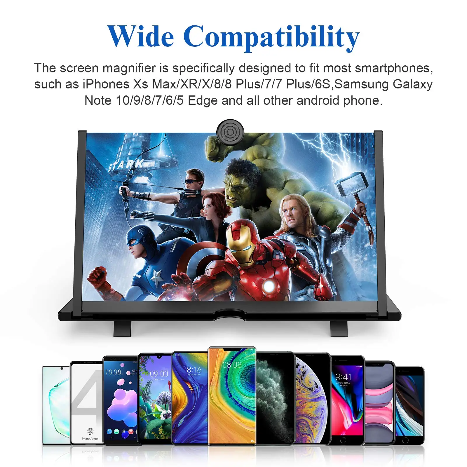 3D HD Phone Screen Amplifier Projector, Foldable Stand for Movies Videos Games, Compatible with All 10 Inch Smartphones