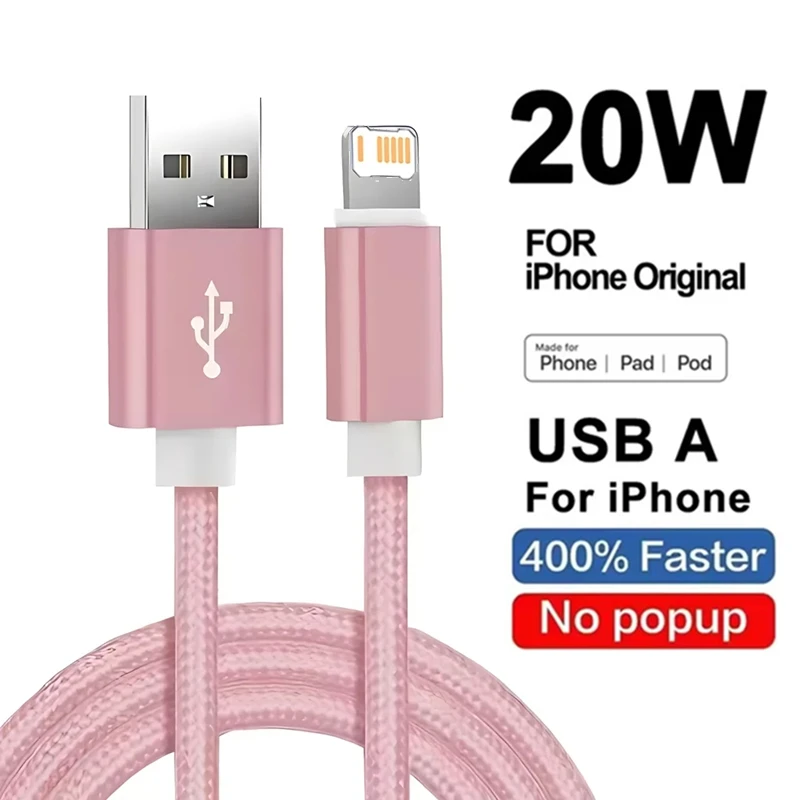 Metal Nylon Braided Quick Charge Cable For iPhone 14 8 7 6S 6 Plus X XR XS 11 12 13 Mini 14 Pro Max Fast Charging USB Data Cable
