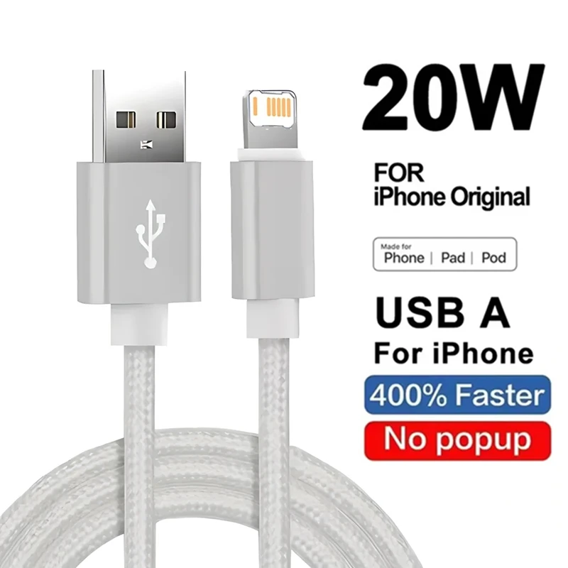 Metal Nylon Braided Quick Charge Cable For iPhone 14 8 7 6S 6 Plus X XR XS 11 12 13 Mini 14 Pro Max Fast Charging USB Data Cable