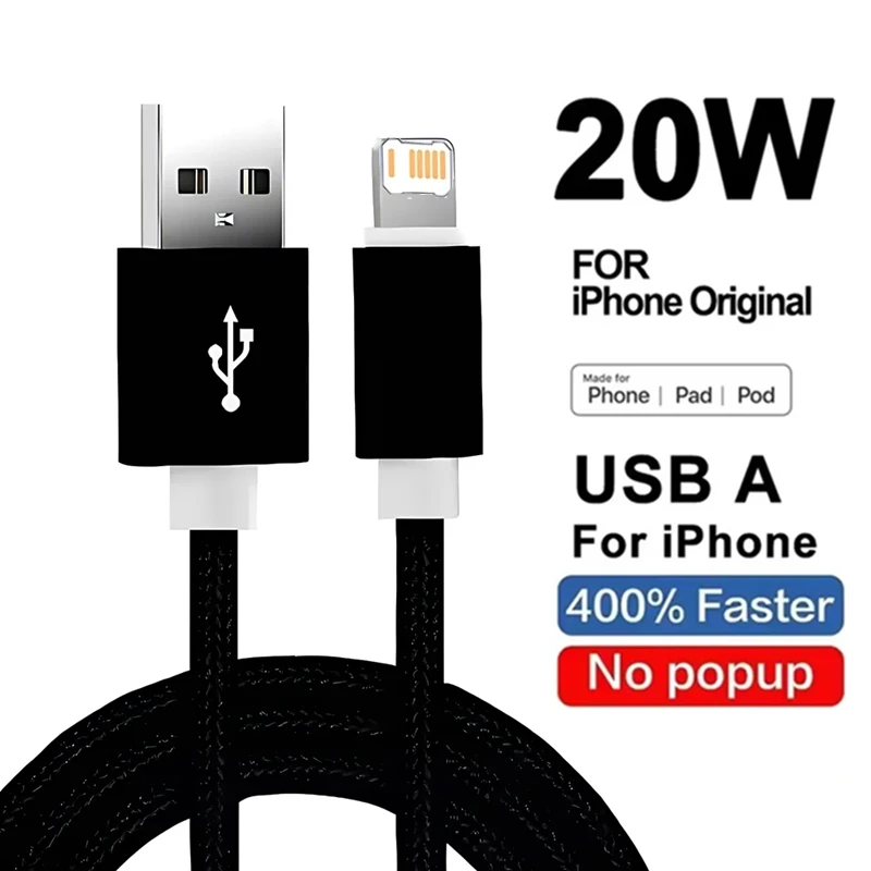 Metal Nylon Braided Quick Charge Cable For iPhone 14 8 7 6S 6 Plus X XR XS 11 12 13 Mini 14 Pro Max Fast Charging USB Data Cable