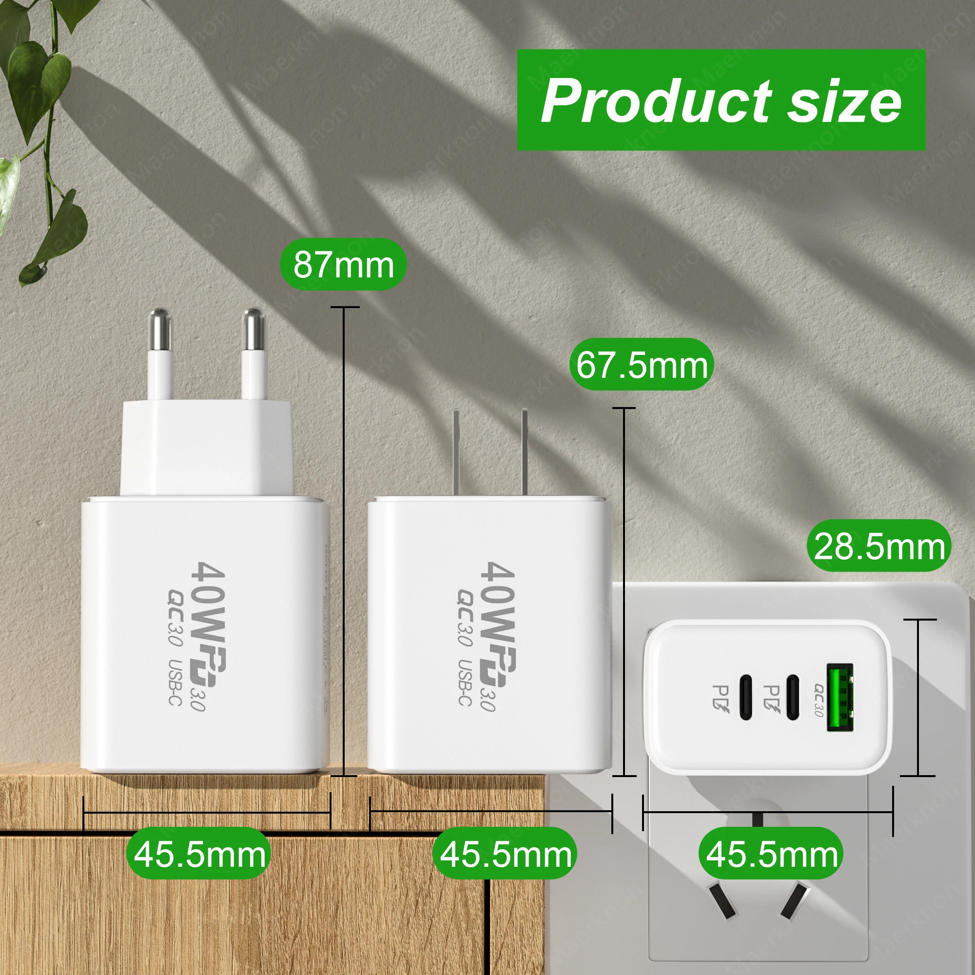 PD 60W USB Charger Type C Fast Charging Phone Charger Adapter For iPhone Samsung Xiaomi Huawei QC3.0 EU/US/UK Plug Wall Charger