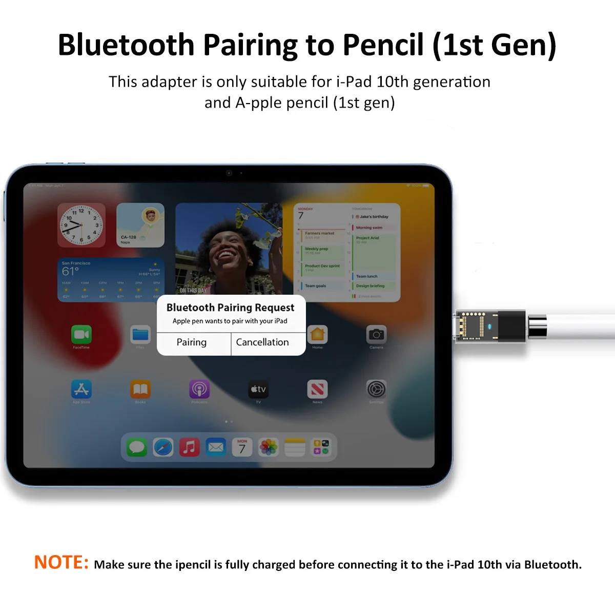USB C Pencil Adapter for Apple Pencil 1st Generation Type c to for IOS Charger Adapter iPencil Dongle Connector for iPad 10 Gen