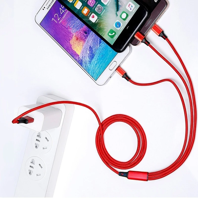 New 120W Fast Charging Cable Multi Charger Cable Nylon Braided Multiple USB Charging Cord Adapter For iOS Android Type-C