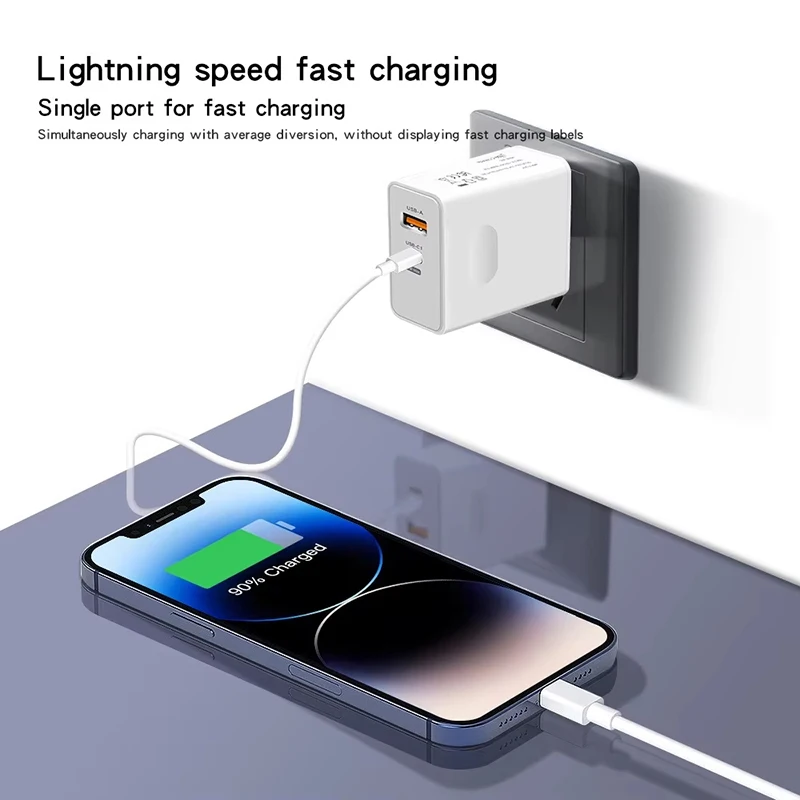 2026 120W Original Phone Charger Turbo Fast Charge PD USB 2 In 1 Charger 2Ports Fast Charging For Xiaomi Huawei iPhone Samsung