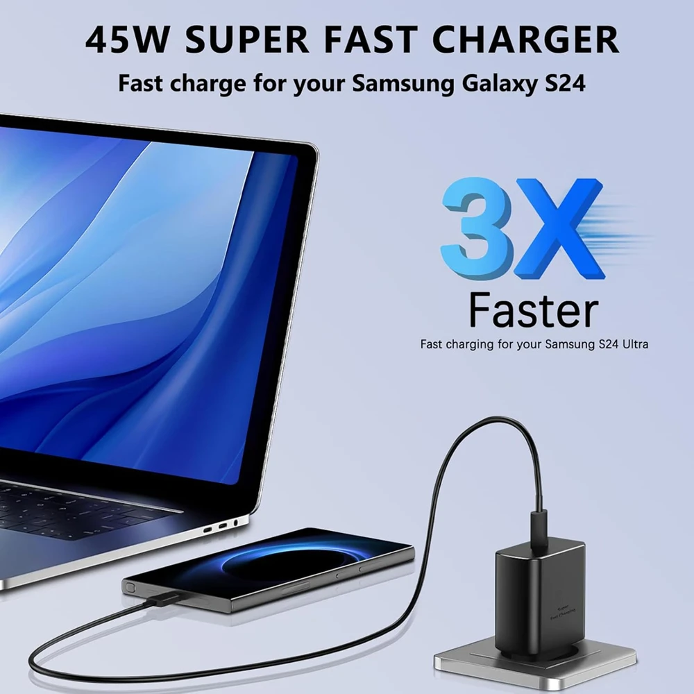 45W EU Plug USB-C Super Fast Charger For Samsung S23 S24 S25 S26 Ultra A25 A35 A53 A54 A55 Quick Charge Power Adapter With Box