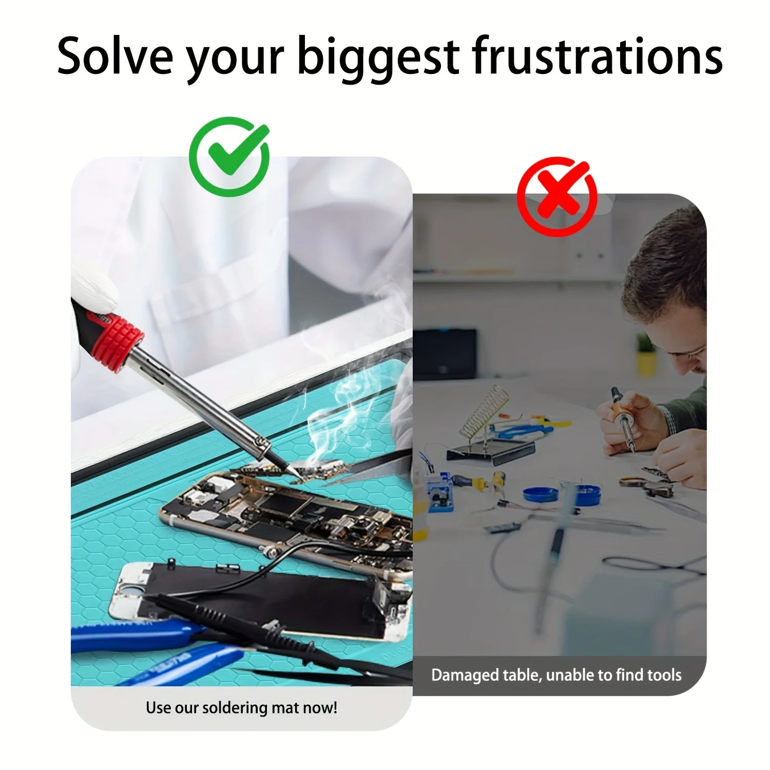 Heat Resistant Solder Mat Insulation Phone Repair Mat Screw Silicone Table Mat Set for Work Desk Maintenance Tools
