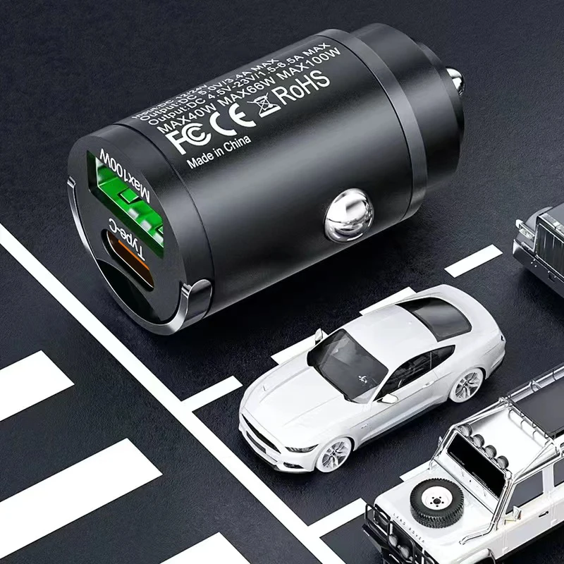 100W USB Car Charger Lighter Fast Charging USB Type C Car Phone Charger Adapter for iPhone Xiaomi Samsung Quick Charge 3.0 QC3.0