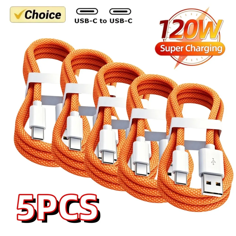5PCS USB A Cable to USB C 240W Fast Charging Charger Cable Supports Fast Charging For iPhone 17 16 15 Samsung Huawei Xiaomi Etc