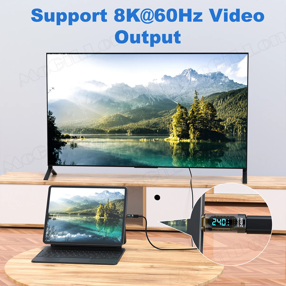 1 PCS Digital LED Display USB 4 Type-C Adapter PD 240W 40Gbps Power Meter Tester Full Function Smart Chip USB C Extension Laptop