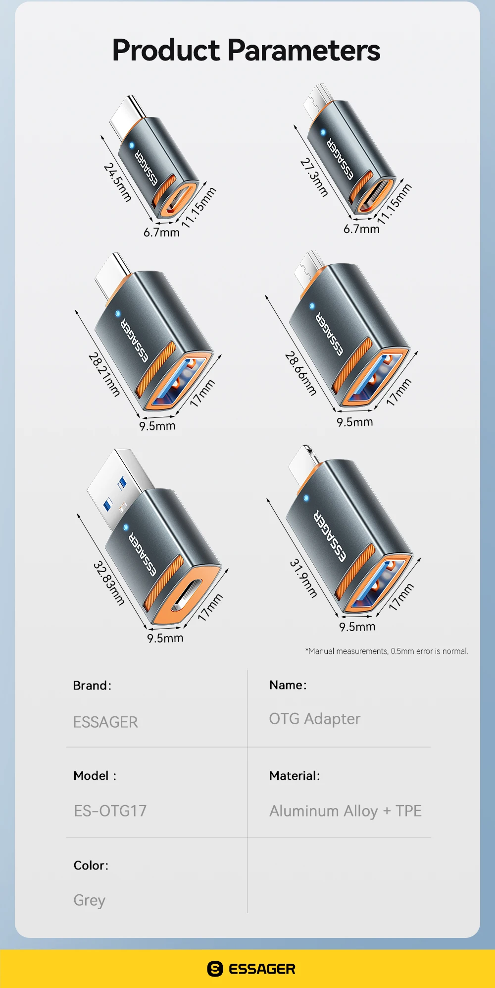 Essager USB3.0 OTG Adapter Type-C USB-A Micro Female to USB Micro iPad Type-C Male Converter For Macbook Xiaomi iPhone OTG Adapt