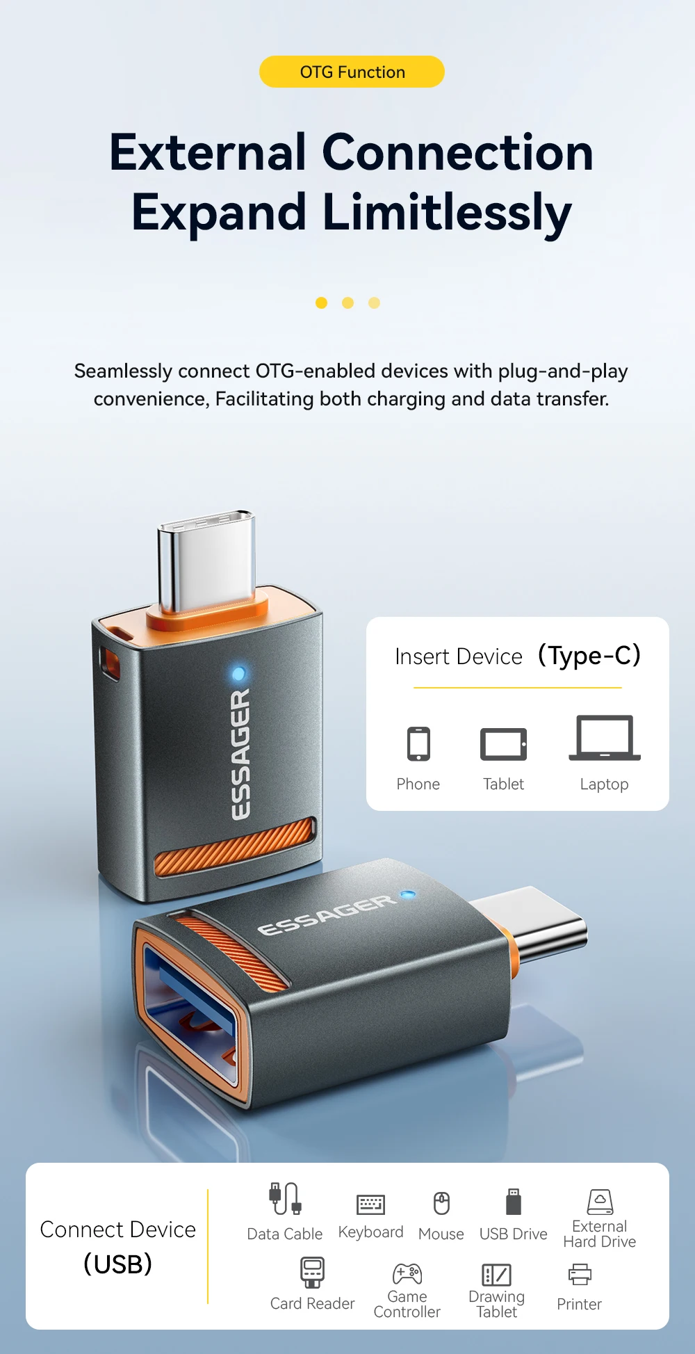 Essager USB3.0 OTG Adapter Type-C USB-A Micro Female to USB Micro iPad Type-C Male Converter For Macbook Xiaomi iPhone OTG Adapt